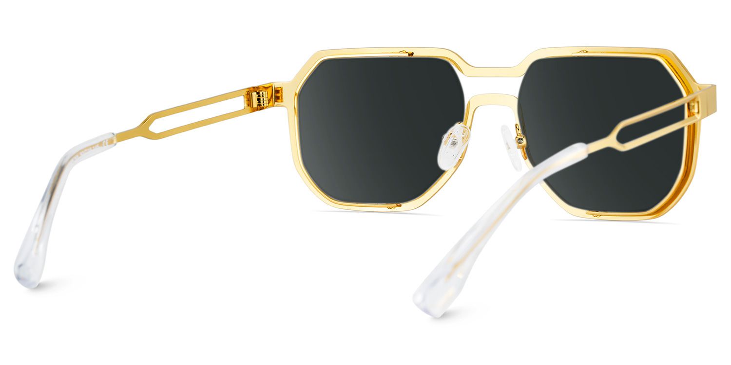 Hype Geometric Style Gold Frame Sunglasses | ZEELOOL5