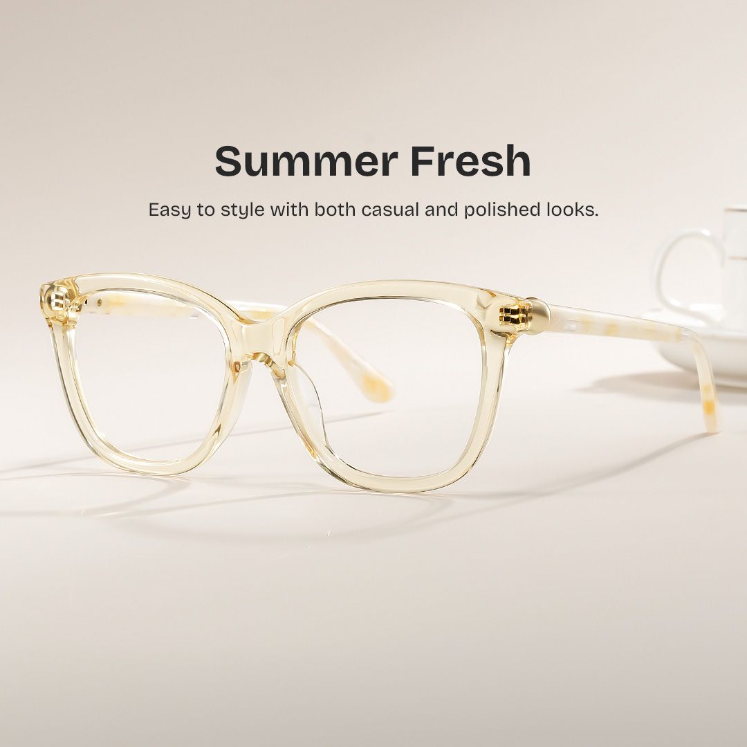 Affordable Clear Yellow Isabella Square Glasses Frames | ZEELOOL0