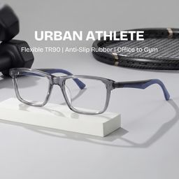 Bastian Gray Rectangle Glasses0