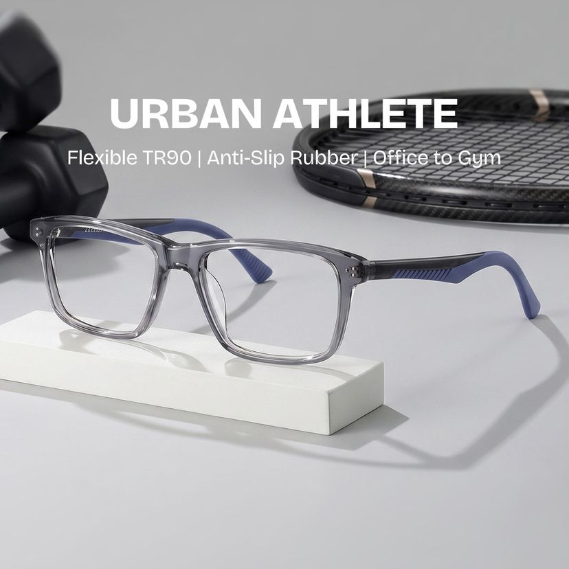 Bastian Gray Rectangle Glasses