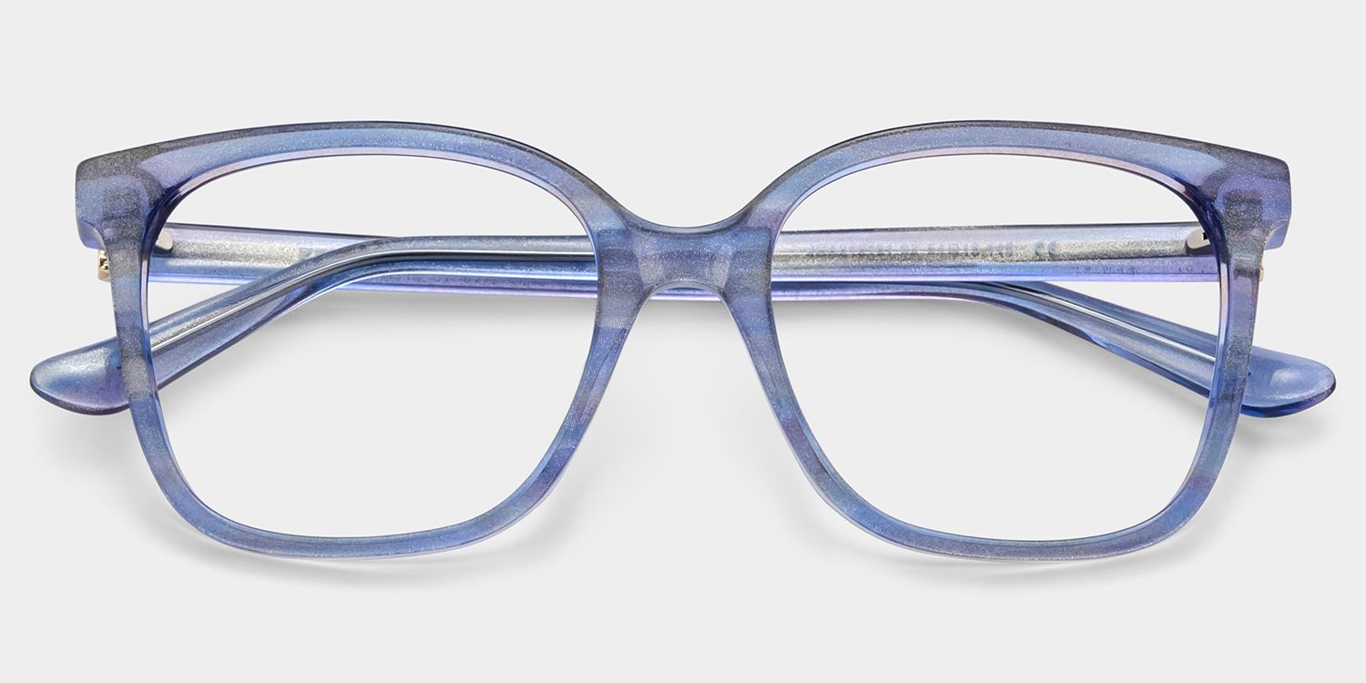 Caroline Blue Square Clear Glasses Frame | ZEELOOL2