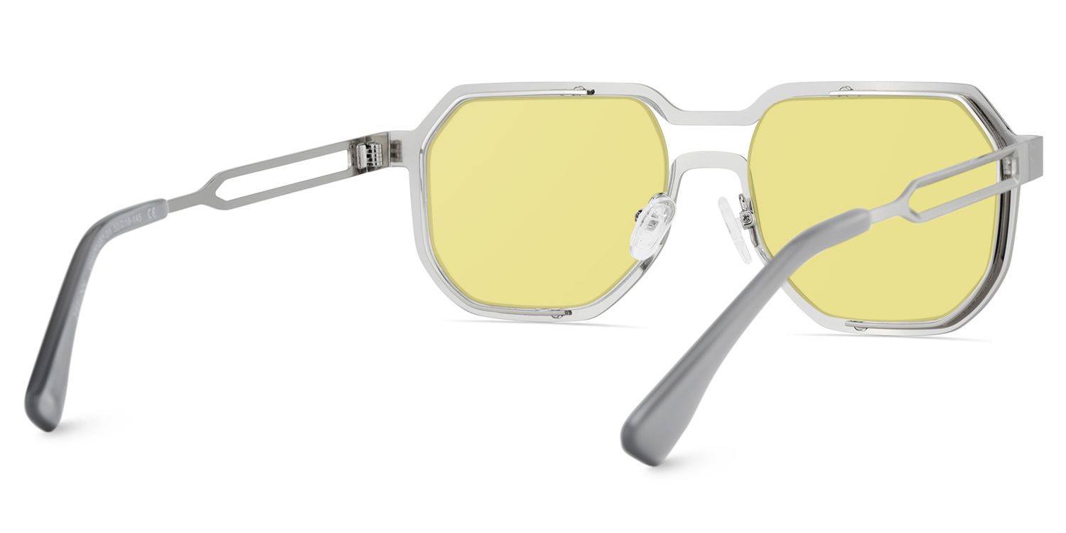 Hype Geometric Silver Sunglasses for Women & Men | ZEELOOL4