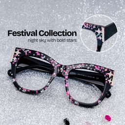 Minfia Black Pink Square Glasses0