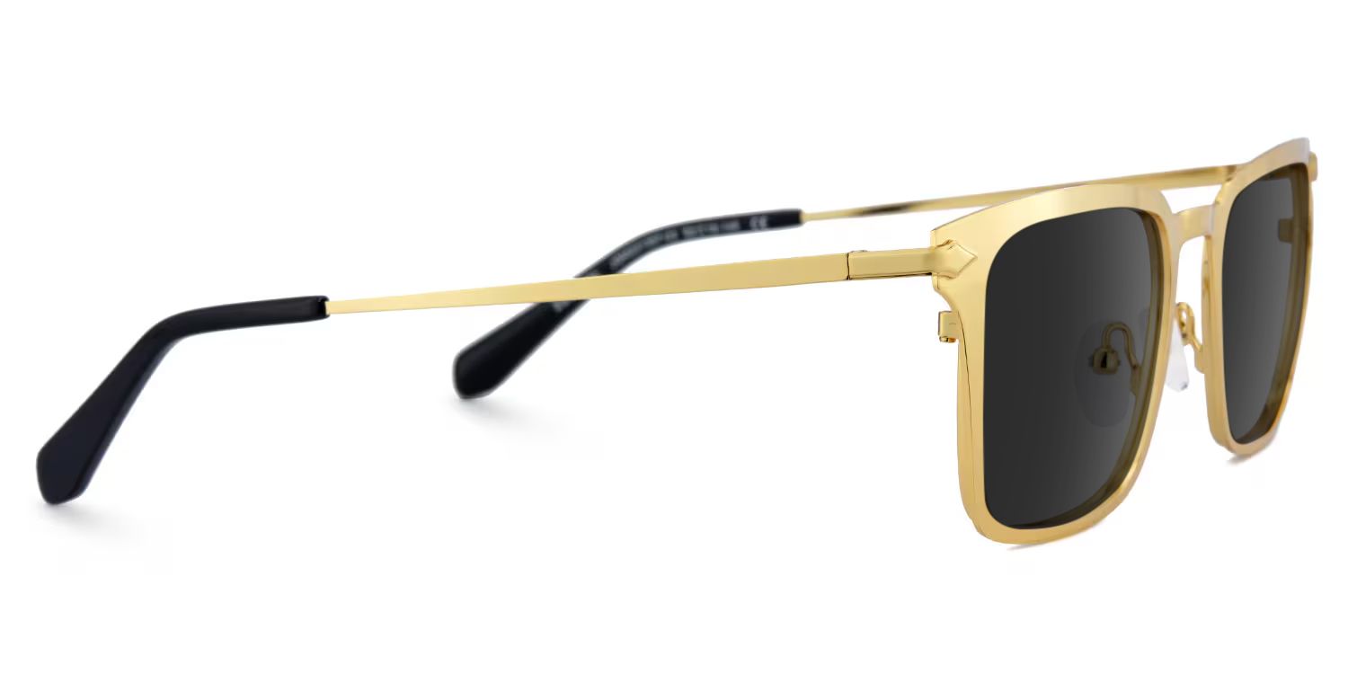 Chaney Rectangle Gold Prescription Sunglasses | ZEELOOL3