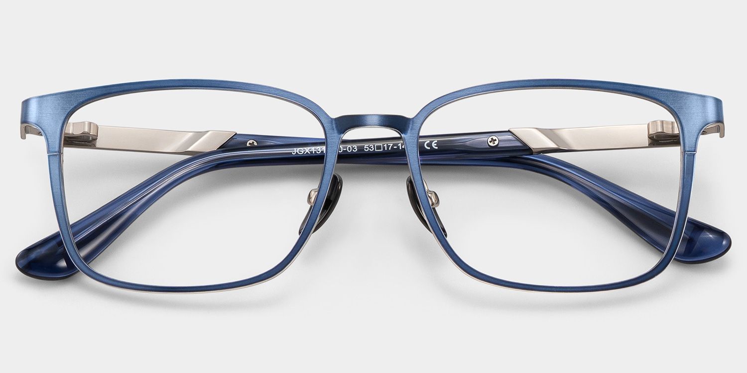 Aubrey Rectangle Blue Thin Glasses for Men | ZEELOOL2