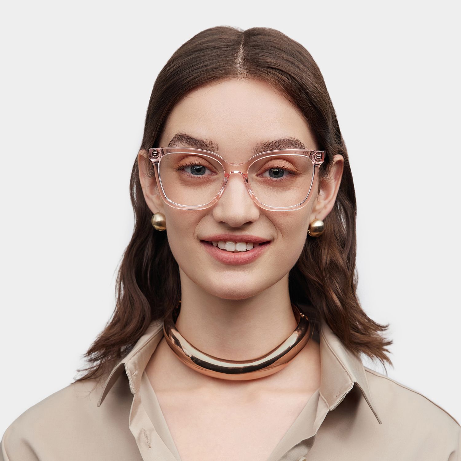 Sage Pink Frame Glasses with Rectangle Frame Online | ZEELOOL0