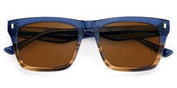 Brookins Blue Brown Rectangle Sunglasses1