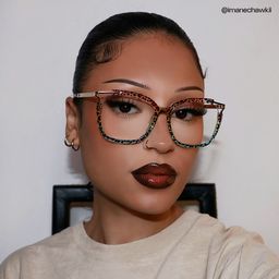 Sidibe Blue Leopard Square Glasses5