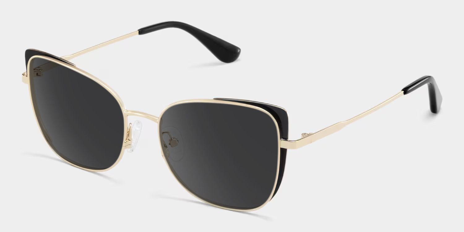 Tessa Cat Eye Style Black Gold Frame Sunglasses | ZEELOOL2
