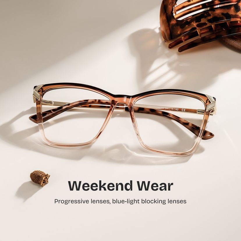 Tricee Brown Square Glasses