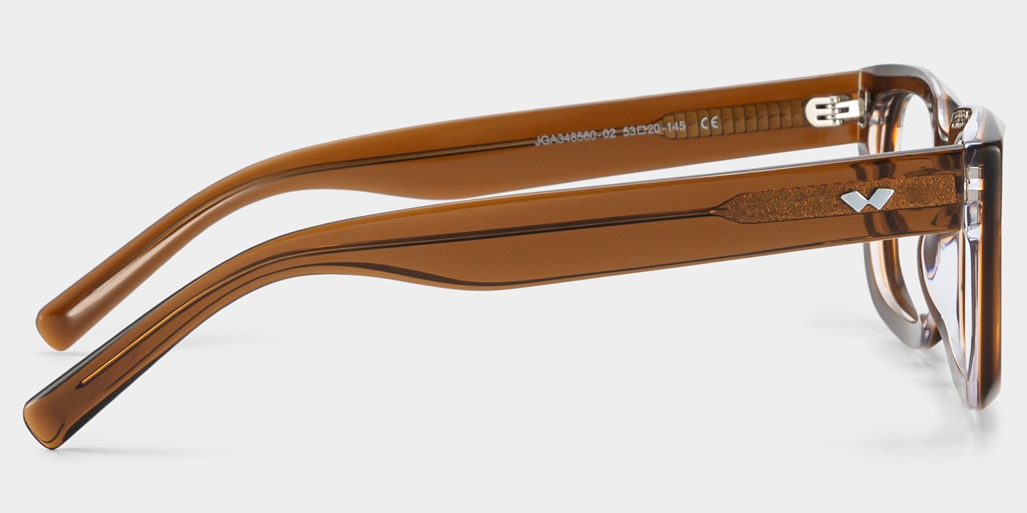 Fayssel Brown Rectangle Acetate Frame Glasses for Men | ZEELOOL4