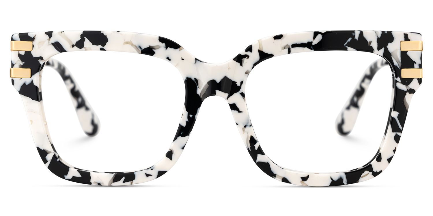 Square Cat-Eye Glasses With Cow Pattern0