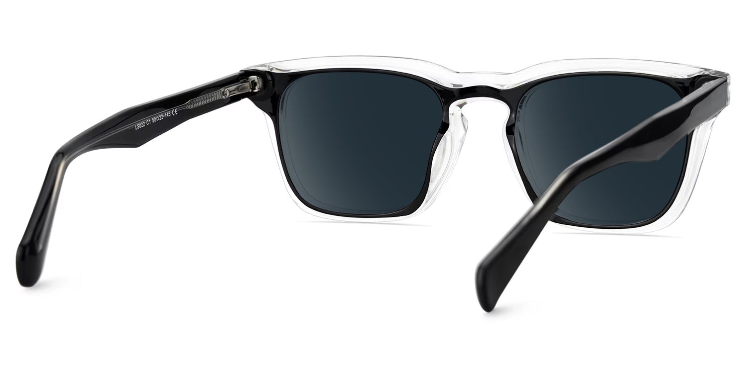 Liam Rectangle Black Clear Frame Sunglasses Online Sale | ZEELOOL4