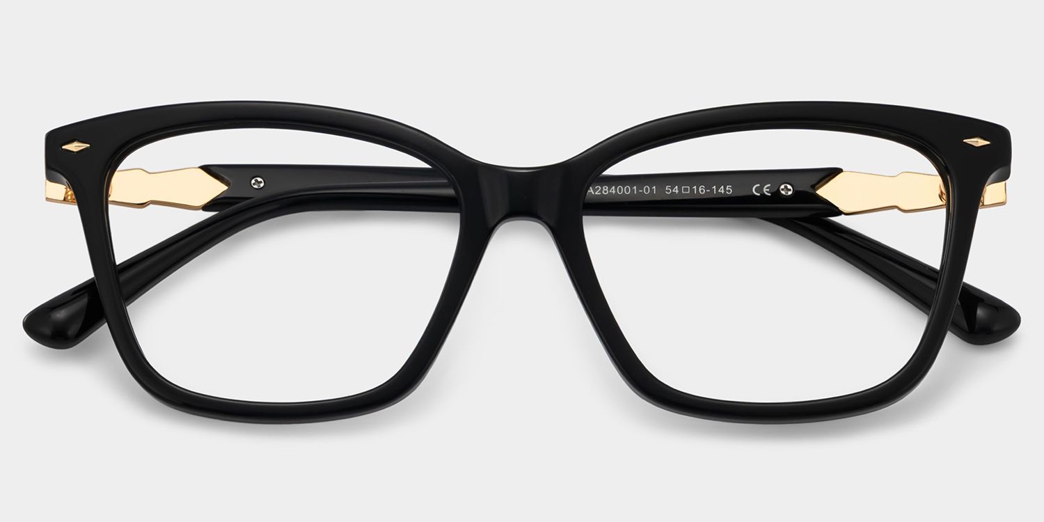 Theo Acetate Black Frame Glasses with Square Shape | Zeelool2