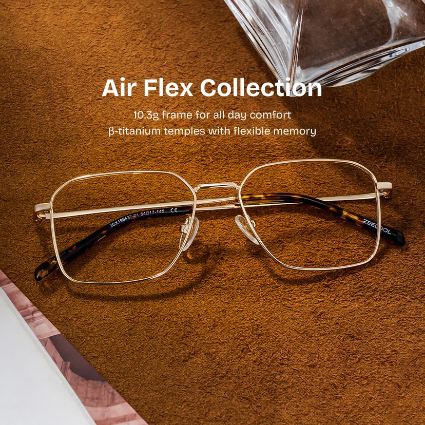 Leah Gold Rectangle Glasses