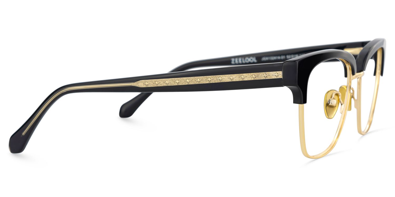 Browline Black Gold Eyeglasses- Ellis Mixed Frame Glasses5