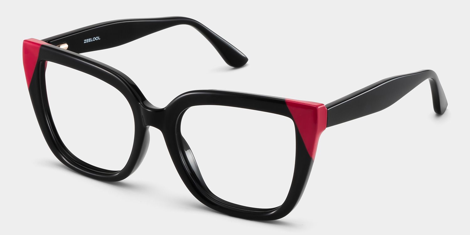 Square Black Pink Eyeglasses- Mirta Acetate Frame Glasses3