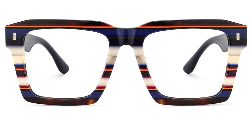 Kenish Blue White Square Glasses