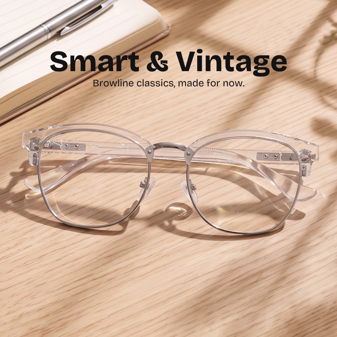 Lasha Clear Browline Mixed Frame Glasses for Women | ZEELOOL0