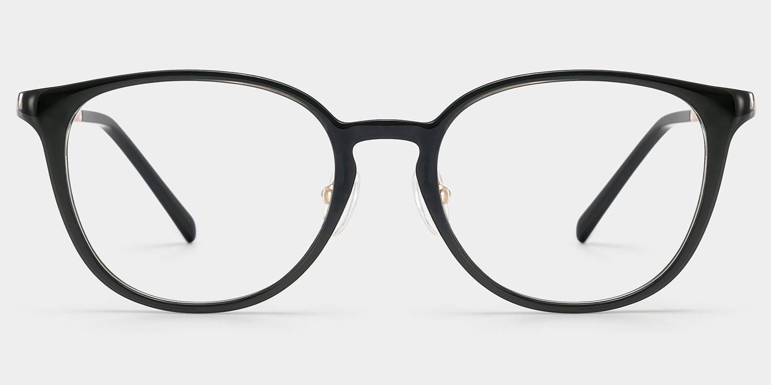 Amanda Rectangle Black Frame Glasses with Gold Trim | ZEELOOL2