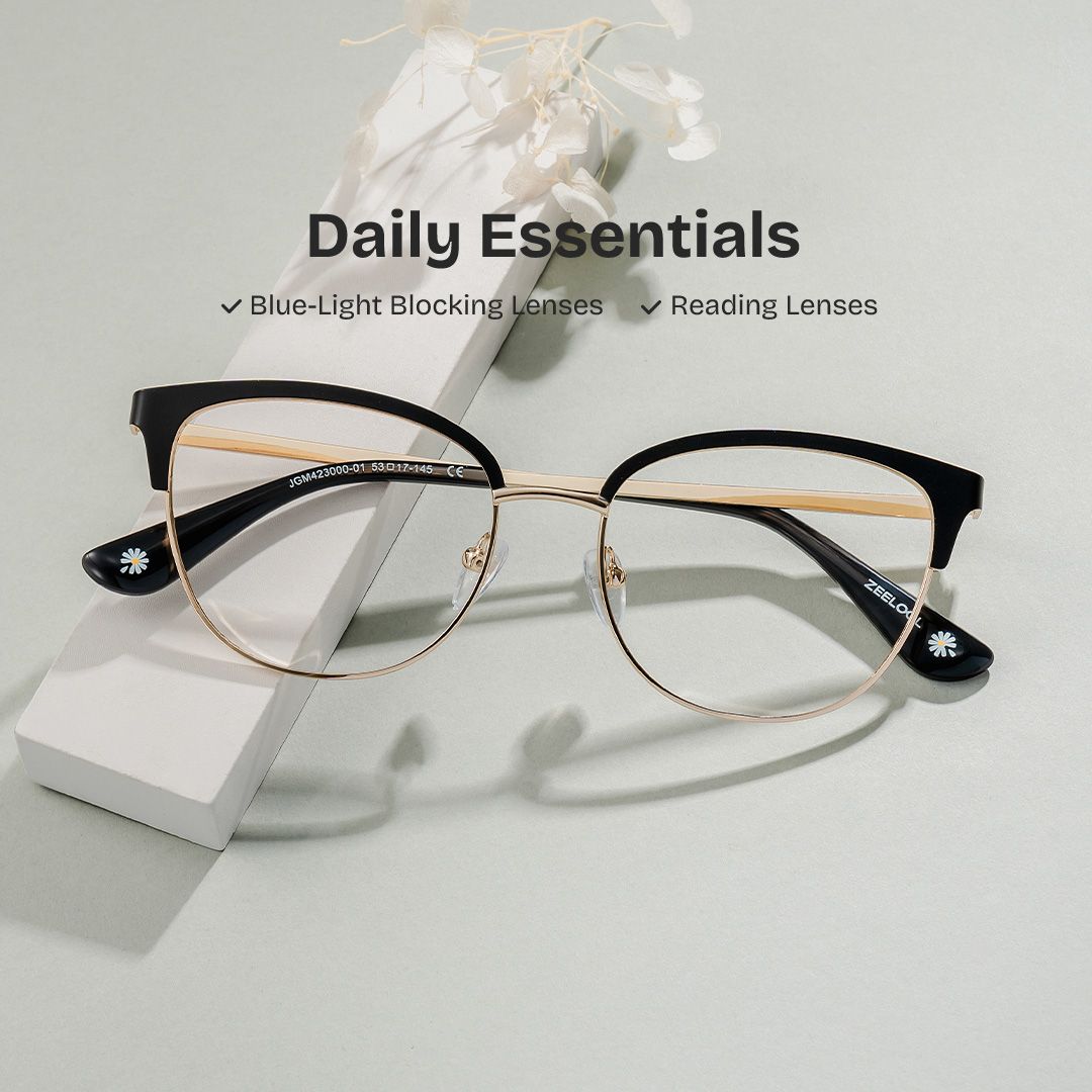 Lacey Black Frame Glasses with Browline Frame Online | ZEELOOL2