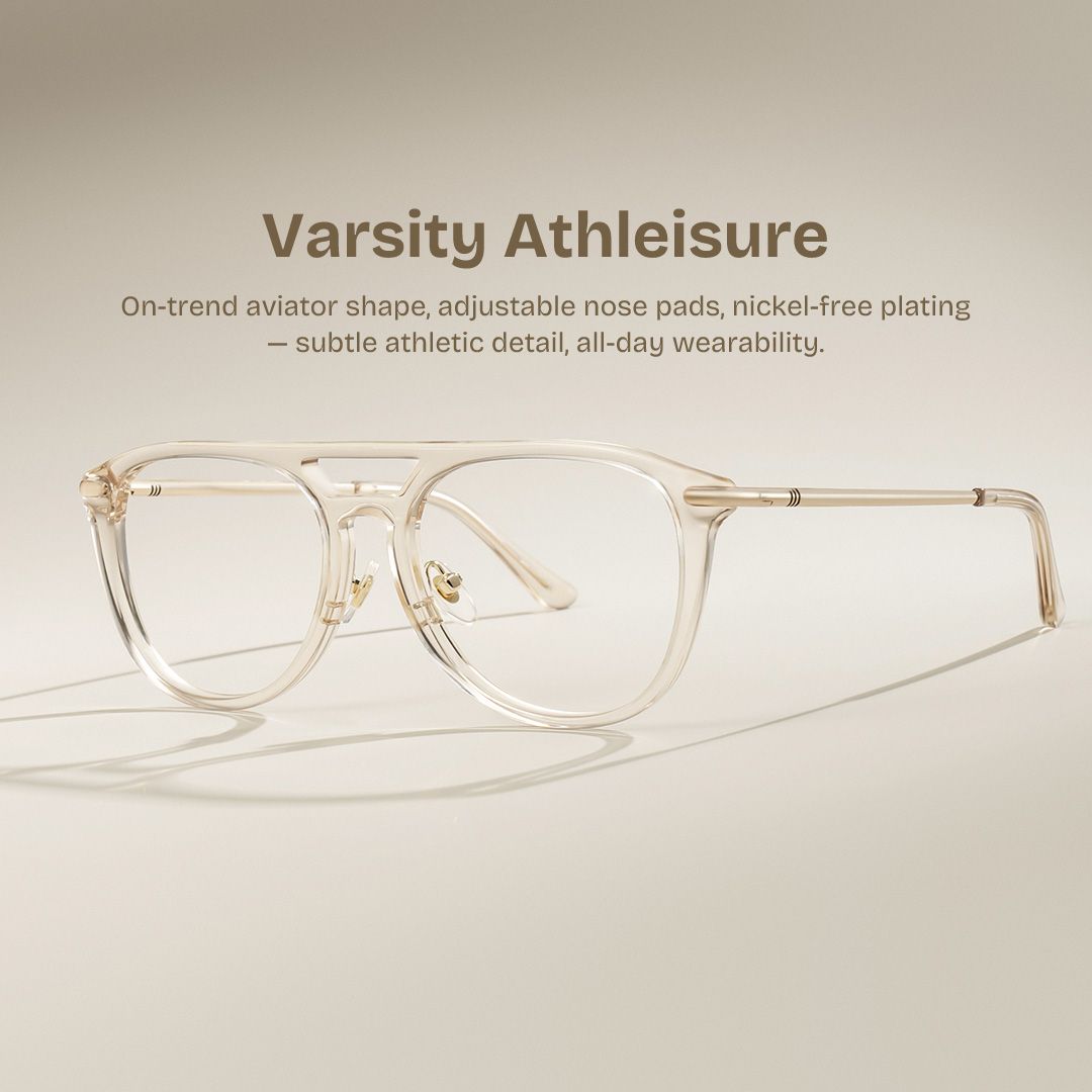 Isabelle Beige Aviator Glasses Frame | Soft Athleisure0