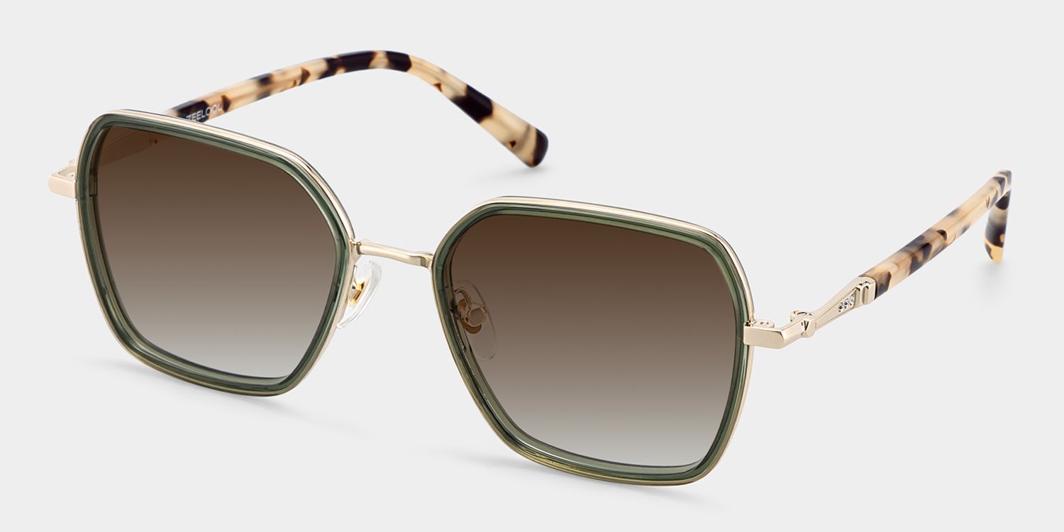 Sophie Geometric Green Frame Sunglasses Online Sale | ZEELOOL2