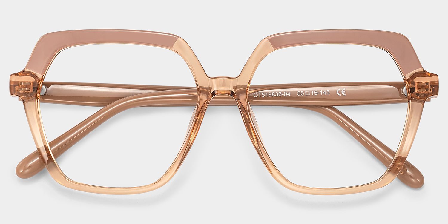 Norah Geometric Beige Eyeglass Frames in Modern Style | ZEELOOL2