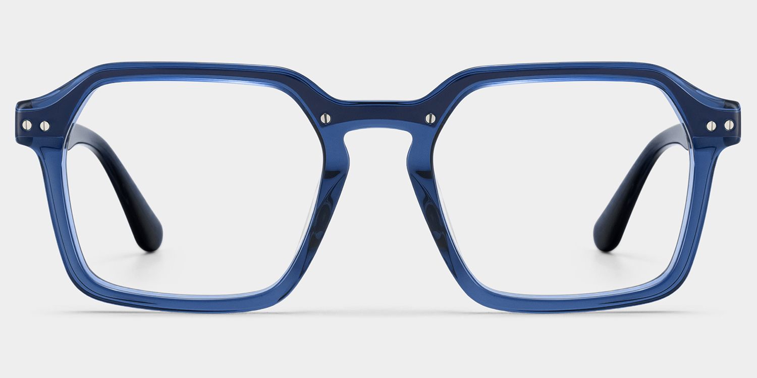 Brendan Blue Geometric Frame Glasses for Men | ZEELOOL1