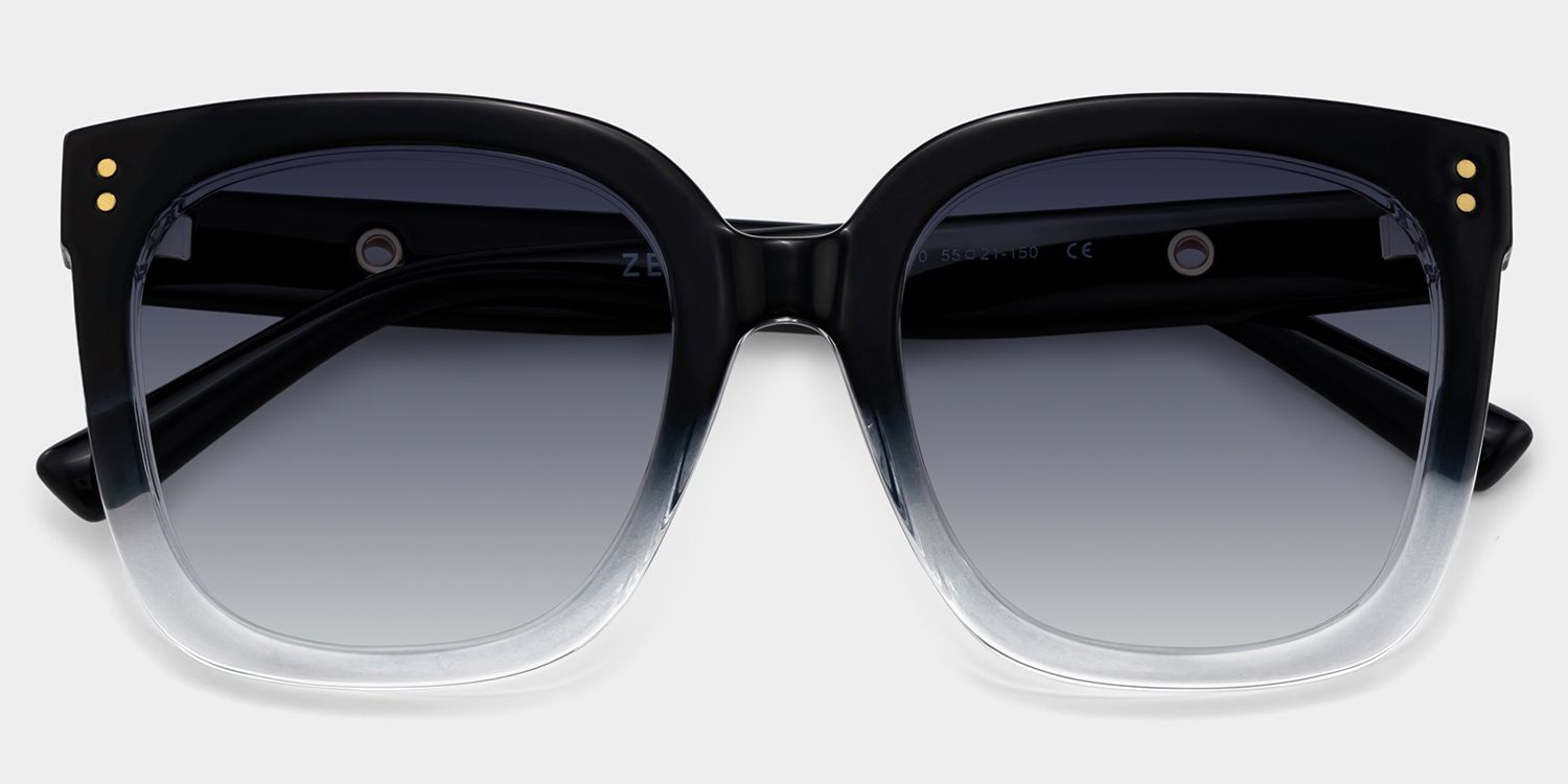 Ebony Square Style Black Clear Frame Sunglasses | ZEELOOL1