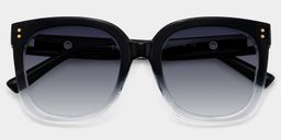 Ebony Black Clear Square Sunglasses1