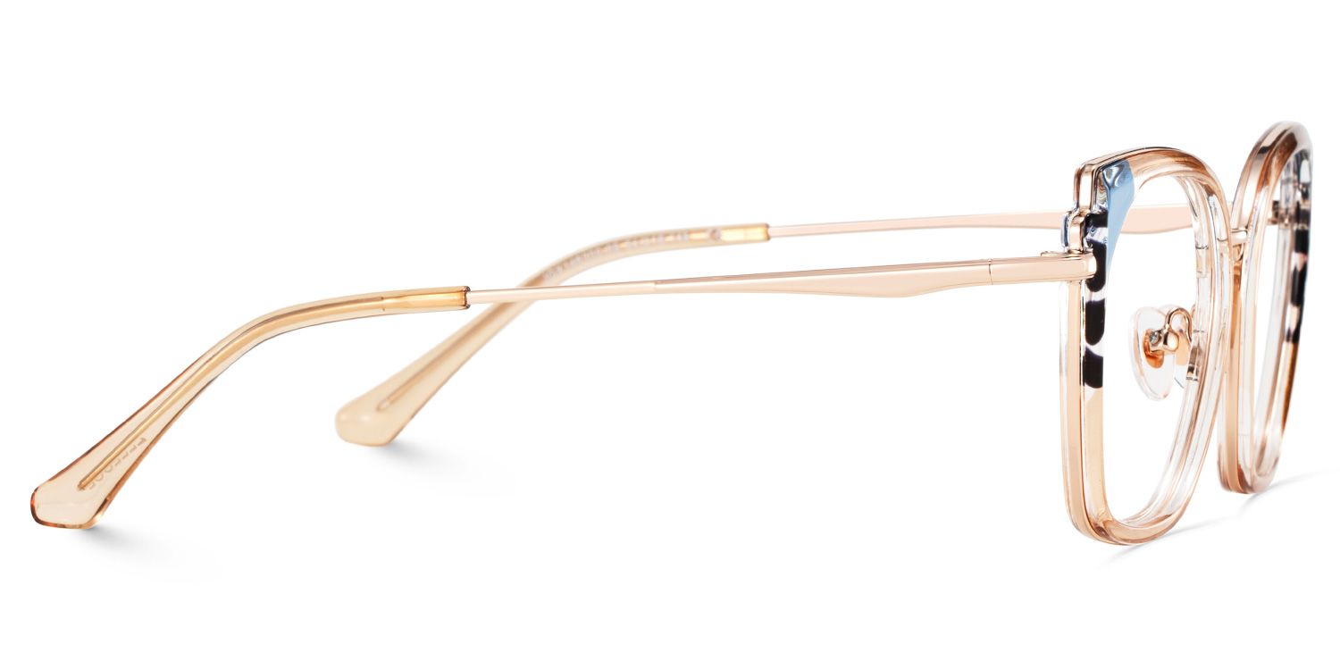 Beige Metal Frame Glasses With Wide Size For Women4