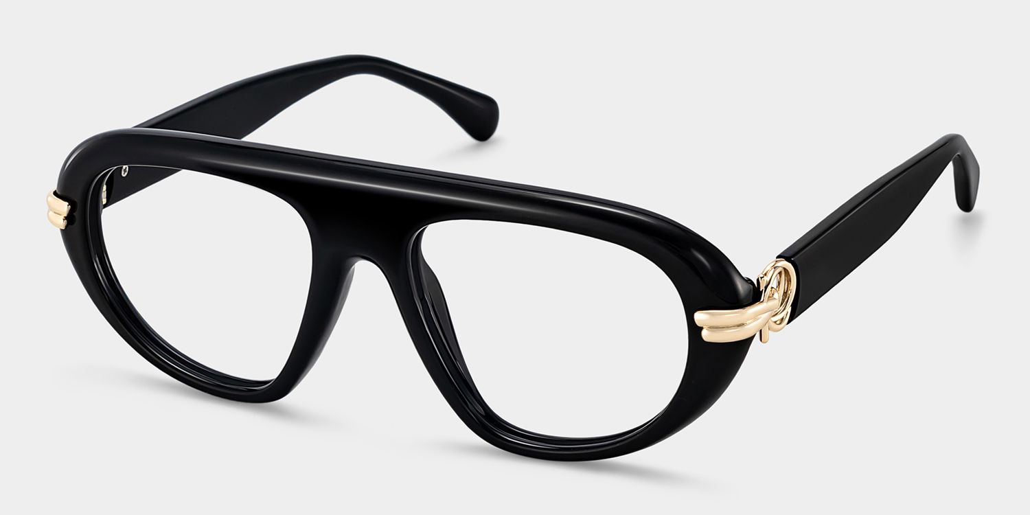 Buy Aveline Black Aviator Thin Frame Glasses Online | ZEELOOL3