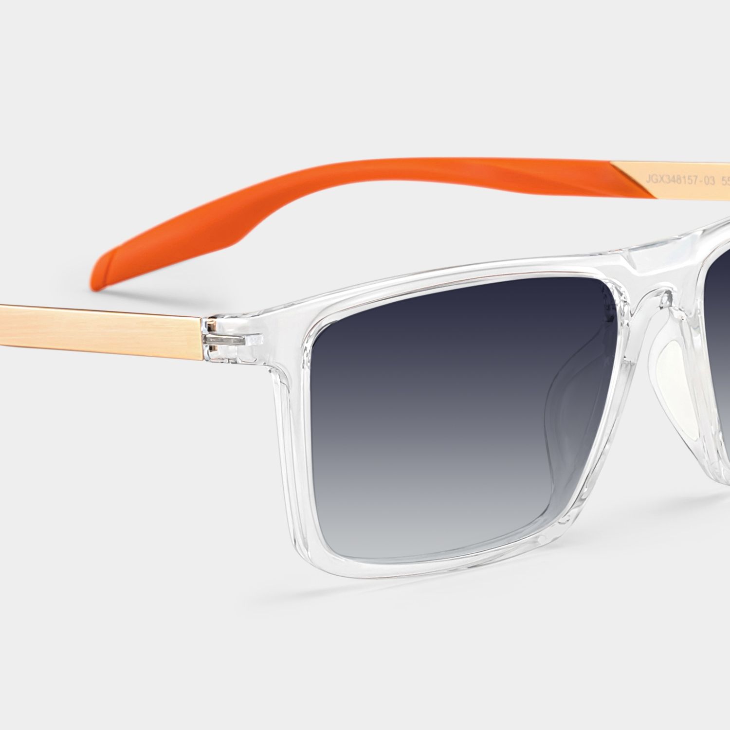 Active Rectangle Clear Orange Frame Sunglasses Online Sale | ZEELOOL4