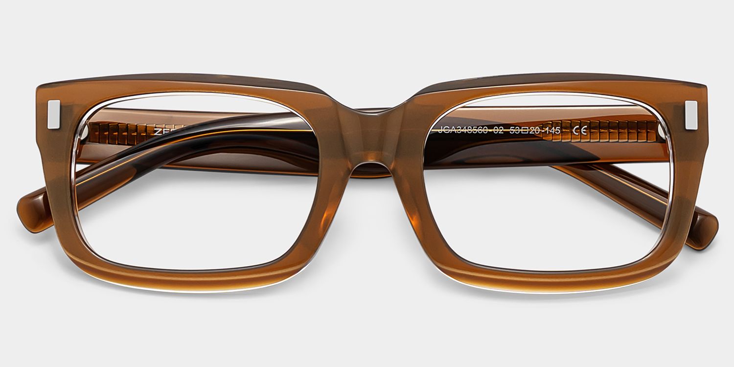 Fayssel Brown Rectangle Acetate Frame Glasses for Men | ZEELOOL2