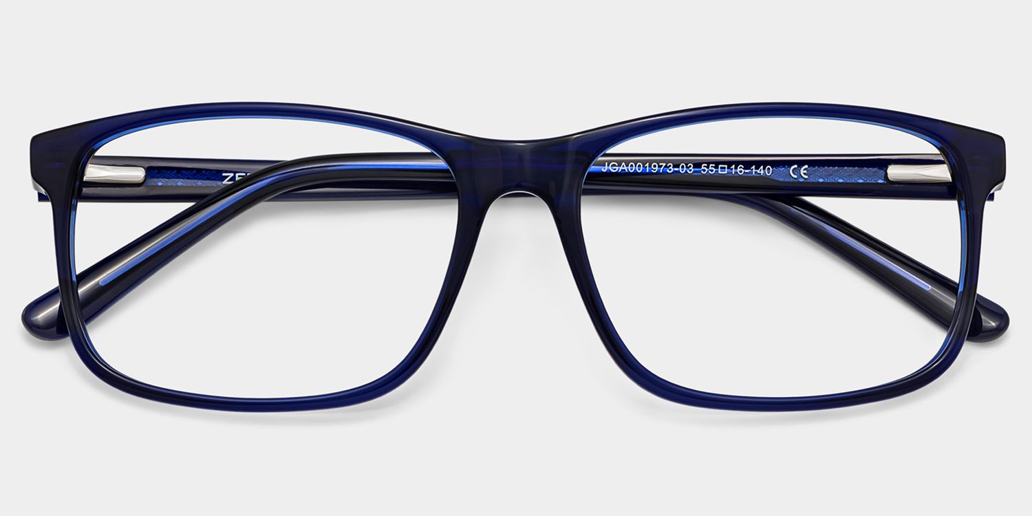 Connie Blue Rectangle Acetate Frame Glasses for Men | ZEELOOL2