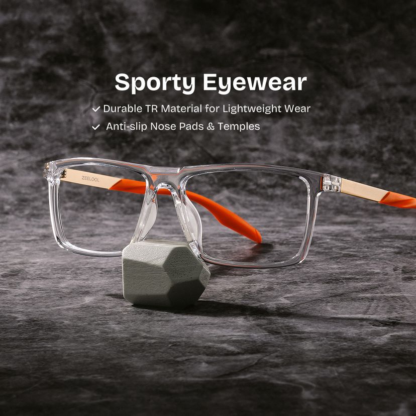 Active Clear Orange Rectangle Glasses