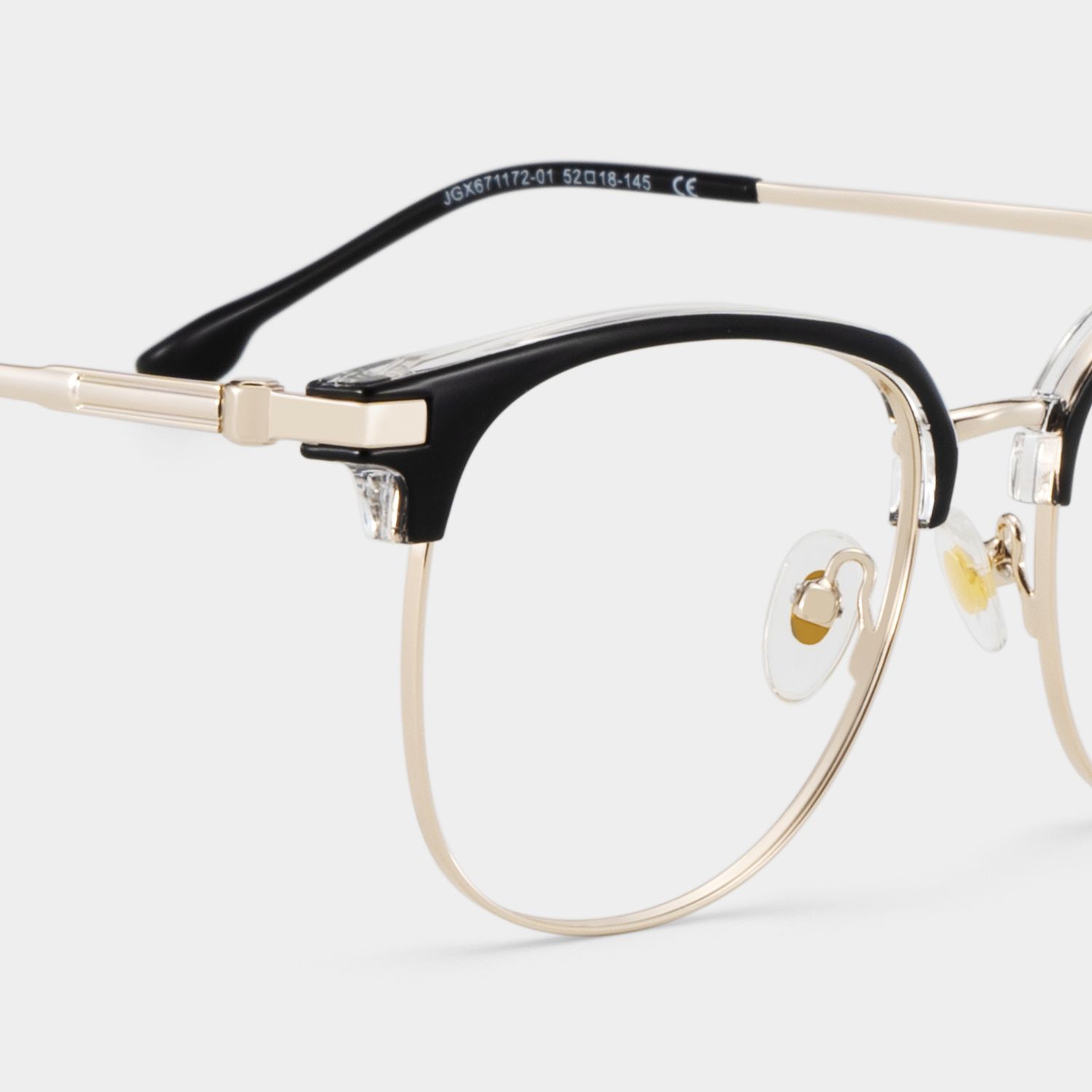 Oversized Browline Glasses With Black and Matte Gold Color5