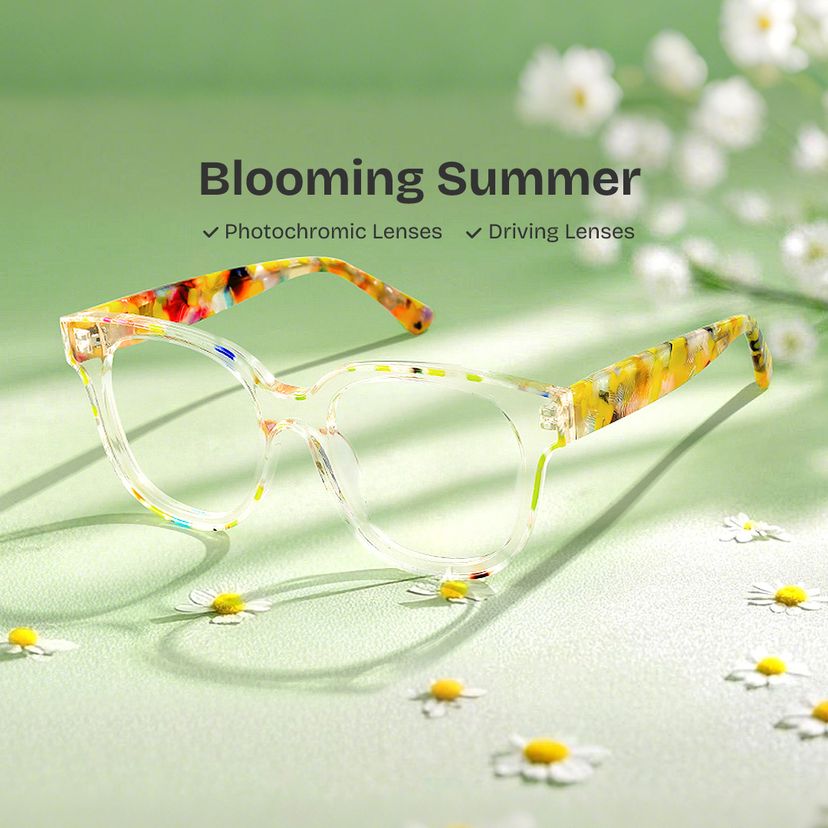 Jett Yellow Clear Square Glasses