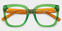 Ebony Green Square Glasses1