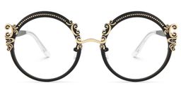 Nelida Black Gold Round Glasses0