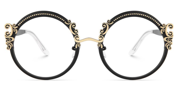Nelida Black Gold Round Glasses