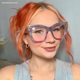 Minfia Blue Purple Square Glasses7