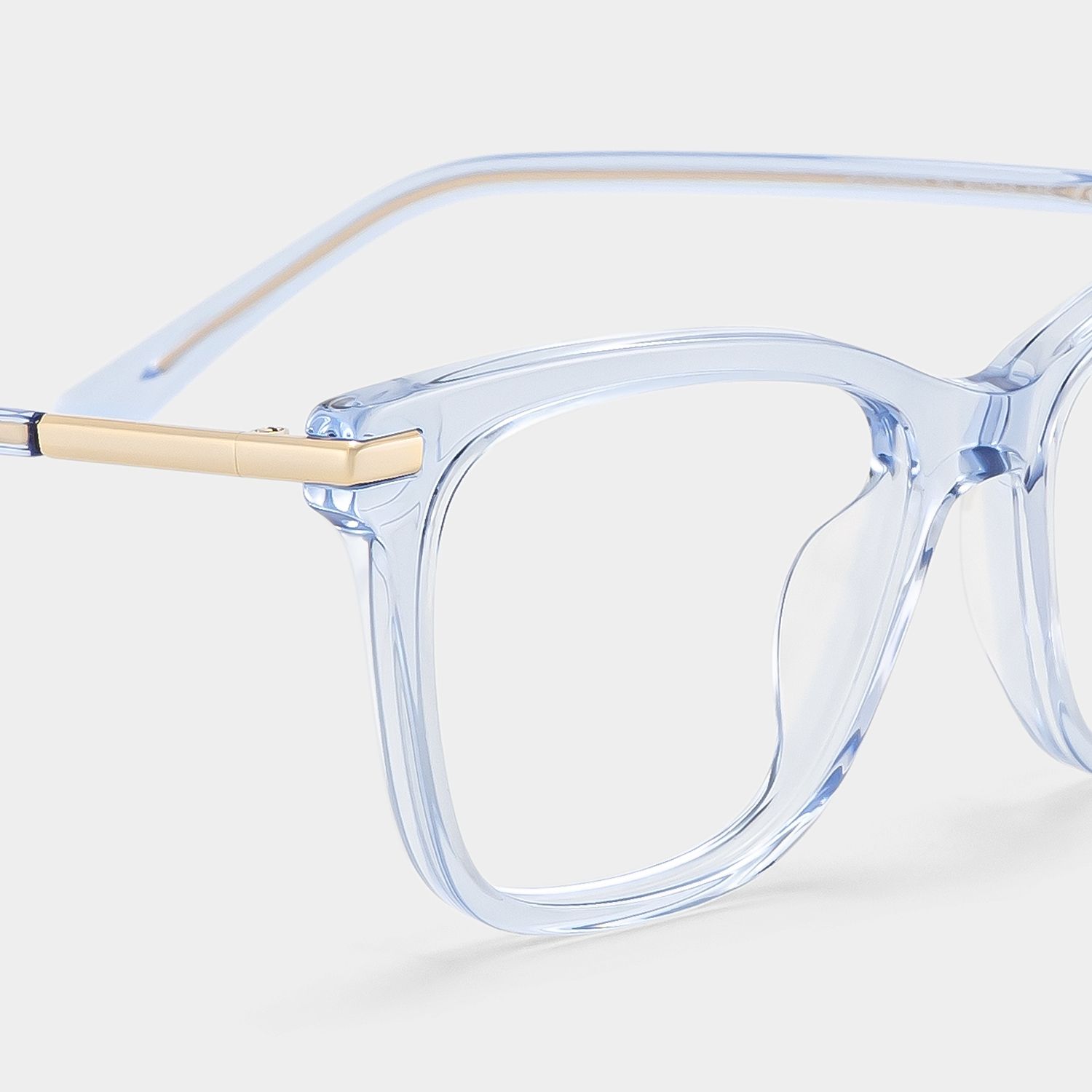 Eliot Clear Blue Rectangle Mixed Frame Glasses for Women | ZEELOOL5