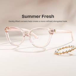 Charlotte Clear Pink Cat eye Glasses0