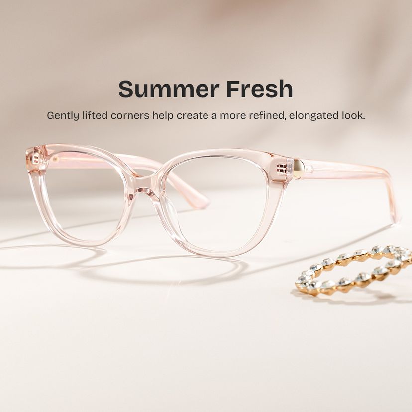Charlotte Clear Pink Cat eye Glasses