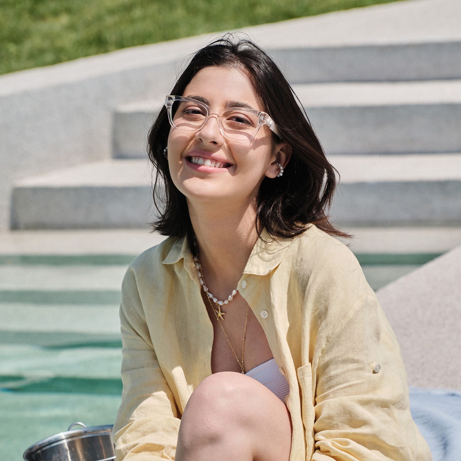 Miranda Cat Eye Clear Yellow Frame Glasses Online | ZEELOOL7