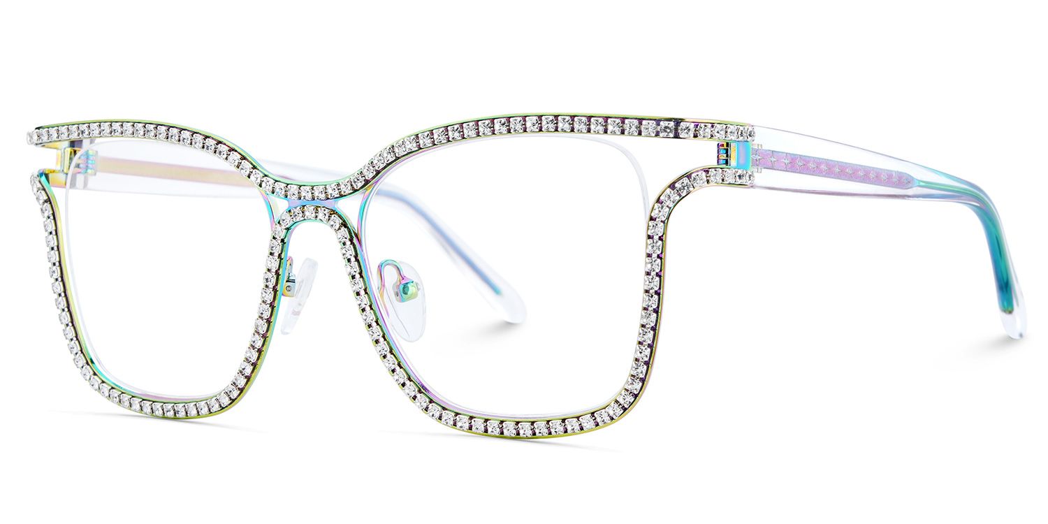 Shine Square Iridescent Glasses with Shiny Diamonds on the Side4