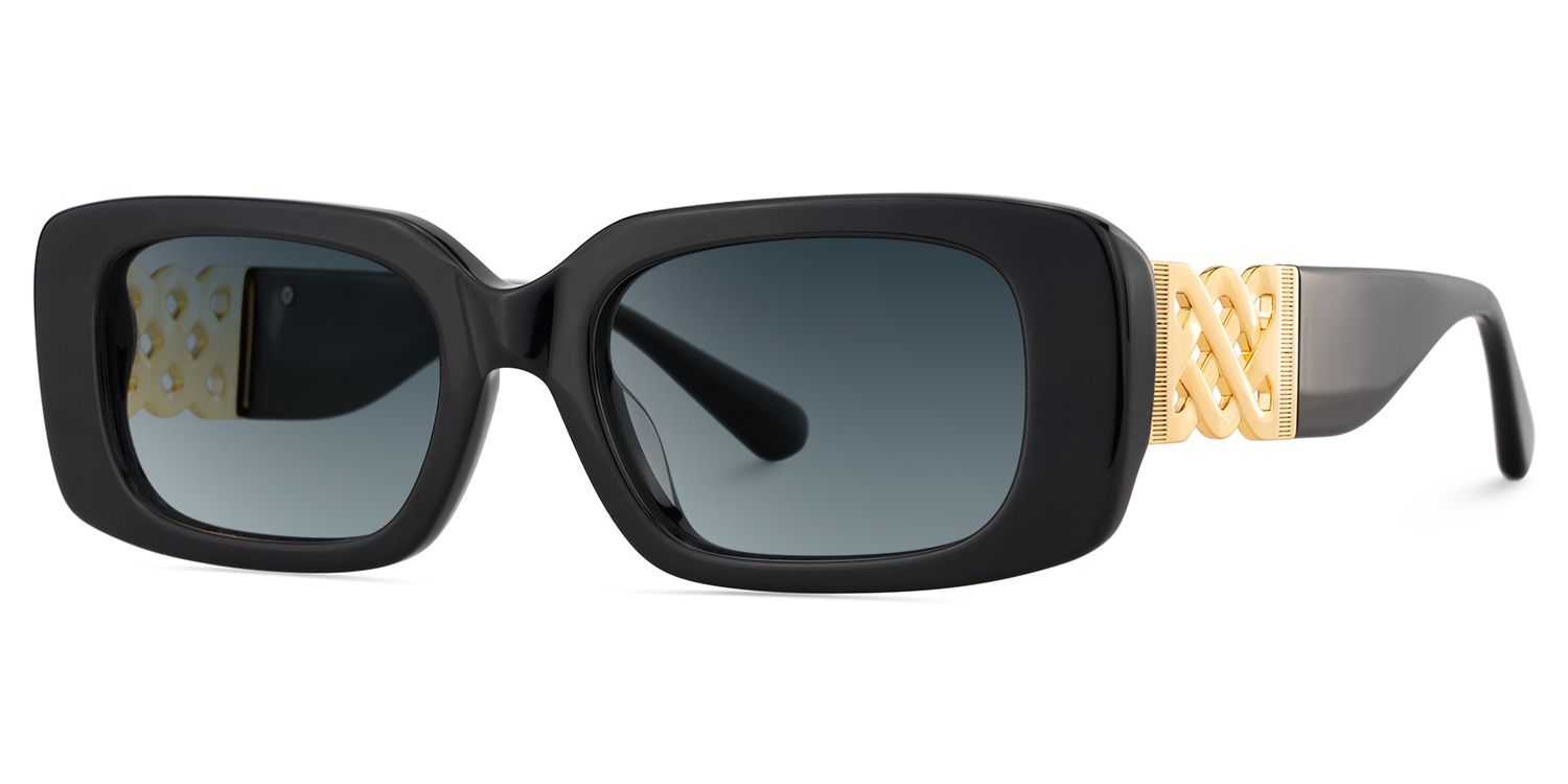 Jonas Acetate Black Rectangle Frame Sunglasses | ZEELOOL2