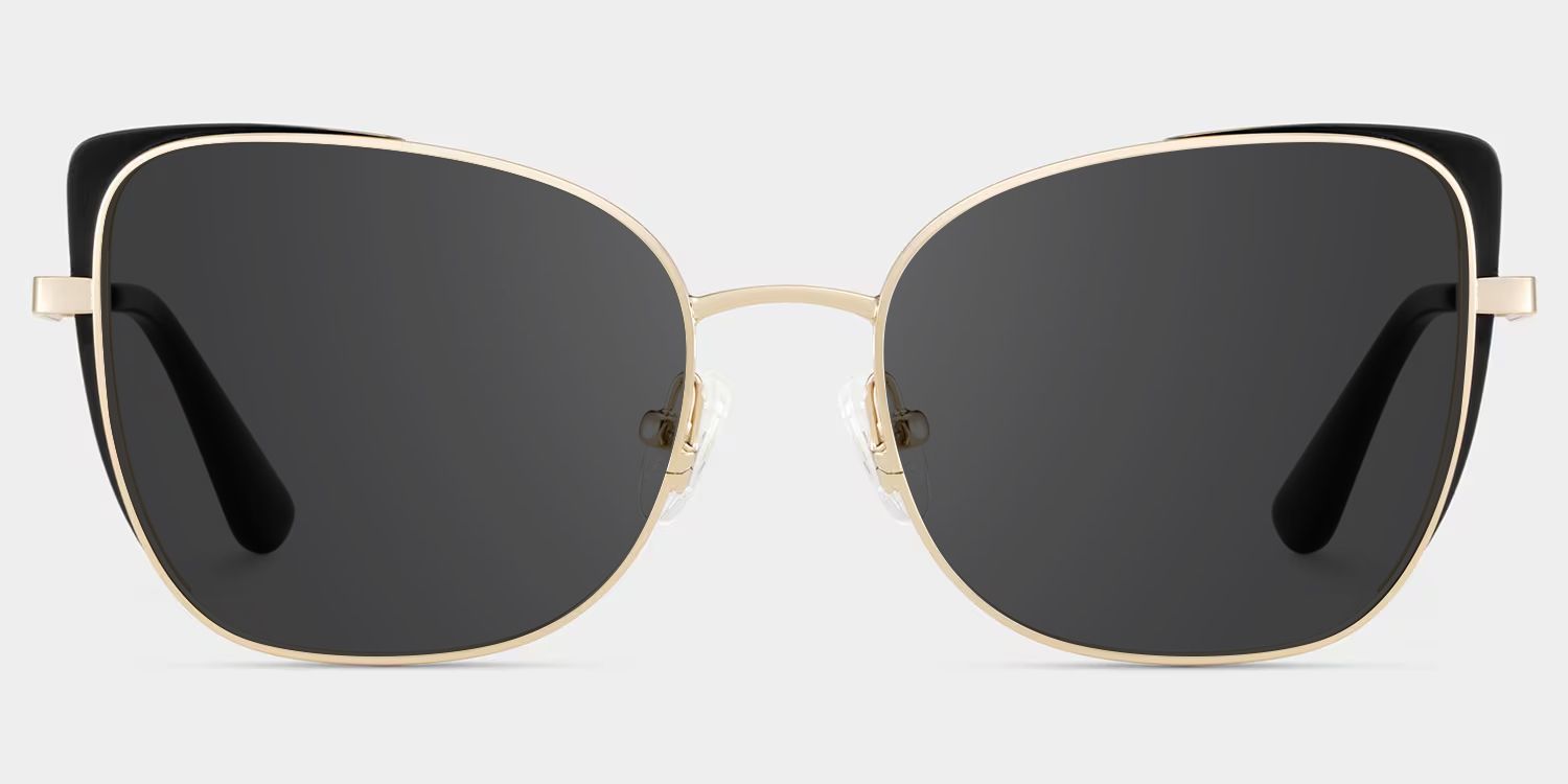 Tessa Cat Eye Style Black Gold Frame Sunglasses | ZEELOOL0